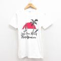 S★古着 ジョッキー 半袖 ビンテージ Tシャツ メンズ 80年代 80s ヤシの木 染込 クルーネック 白 ホワイト 25jul31 中古