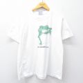 L★古着 半袖 ビンテージ Tシャツ メンズ 90年代 90s カエル コットン クルーネック 白 ホワイト 【spe】 25jul31 中古