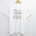 L★古着 半袖 ビンテージ Tシャツ メンズ 90年代 90s my city underground クルーネック 白 ホワイト 25jul31 中古