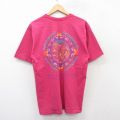 L★古着 半袖 ビンテージ Tシャツ メンズ 90年代 90s グランドキャニオン 胸ポケット付き コットン クルーネック USA製 濃ピンク 25jul31 中古