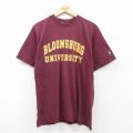 L★古着 半袖 ビンテージ Tシャツ メンズ 90年代 90s ブルームズ 大学 コットン クルーネック USA製 エンジ 25jul31 中古
