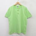 L★古着 半袖 ビンテージ Tシャツ メンズ 00年代 00s 無地 コットン ヘンリーネック 黄緑 25aug01 中古