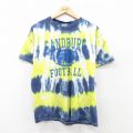 L★古着 フルーツオブザルーム 半袖 ビンテージ Tシャツ メンズ 00年代 00s フットボール コットン クルーネック 紺他 ネイビー タイダイ 25aug01 中古