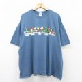 XL★古着 半袖 ビンテージ Tシャツ メンズ 00年代 00s ピーナッツ スヌーピー SNOOPY 雪 大きいサイズ コットン クルーネック 紺 ネイビー 【spe】 25aug01 中古