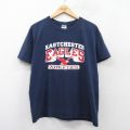 L★古着 ジャージーズ 半袖 ビンテージ Tシャツ メンズ 00年代 00s EAGLES コットン クルーネック 紺 ネイビー 25aug01 中古
