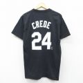 L★古着 マジェスティック 半袖 ビンテージ Tシャツ メンズ 00年代 00s シカゴホワイトソックス ジョークリーディ 24 コットン クルーネック 黒 ブラック 25aug01 中古