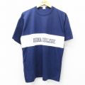 L★古着 半袖 ビンテージ Tシャツ メンズ 80年代 80s シエナ カレッジ ツートンカラー クルーネック USA製 紺他 ネイビー 25aug02 中古