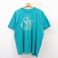 XL★古着 フルーツオブザルーム 半袖 ビンテージ Tシャツ メンズ 90年代 90s She コットン クルーネック USA製 青緑 25aug02 中古