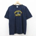 L★古着 半袖 ビンテージ Tシャツ メンズ 00年代 00s レッドウッドバンク 灯台 コットン クルーネック 紺 ネイビー 25aug02 中古