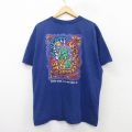 XL★古着 半袖 ビンテージ Tシャツ メンズ 00年代 00s 自由の女神 LiBERTY 大きいサイズ コットン クルーネック 紺 ネイビー 25aug02 中古