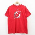 L★古着 リーボック REEBOK 半袖 Tシャツ メンズ NHL ニュージャージーデビルズ コットン クルーネック 赤 レッド アイスホッケー 25aug02 中古