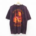【50%OFF】XL★古着 半袖 ビンテージ Tシャツ メンズ 00年代 00s ドラゴン 消防士 大きいサイズ コットン クルーネック 紫 パープル タイダイ 25aug02 中古