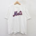 XL★古着 半袖 ビンテージ Tシャツ メンズ 00年代 00s MLB ニューヨークメッツ HIP 大きいサイズ コットン クルーネック 白 ホワイト メジャーリーグ ベースボール 野球 25aug04 中古