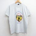 L★古着 フルーツオブザルーム 半袖 ビンテージ Tシャツ メンズ 90年代 90s ハート Country Cares クルーネック USA製 薄グレー 霜降り 25aug05 中古