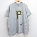 XL★古着 フルーツオブザルーム 半袖 ビンテージ Tシャツ メンズ 00年代 00s MLB ピッツバーグパイレーツ 大きいサイズ クルーネック グレー 霜降り メジャーリーグ ベースボール 野球 25aug05 中古