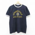 L★古着 エアロポステール AEROPOSTALE 半袖 ビンテージ Tシャツ メンズ 00年代 00s ビッグロゴ コットン クルーネック 紺 ネイビー リンガー 25aug07 中古