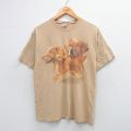 M★古着 ヘインズ Hanes 半袖 ビンテージ Tシャツ メンズ 00年代 00s ゴールデンレトリーバー 犬 コットン クルーネック 薄茶 ブラウン 【spe】 25aug07 中古