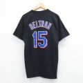 L★古着 マジェスティック 半袖 ビンテージ Tシャツ メンズ 00年代 00s MLB ニューヨークメッツ カルロスベルトラン 15 コットン クルーネック 黒 ブラック メジャーリーグ ベースボール 野球 25aug07 中古