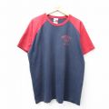 XL★古着 トミーヒルフィガー TOMMY HILFIGER 半袖 ブランド Tシャツ メンズ ワンポイントロゴ ラグラン ツートンカラー 大きいサイズ コットン クルーネック 紺他 ネイビー 25aug08 中古