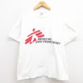 XL★古着 ヘインズ Hanes 半袖 ビンテージ Tシャツ メンズ 90年代 90s MEDECINS コットン クルーネック 白 ホワイト 25aug08 中古