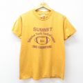 M★古着 ヘインズ Hanes 半袖 ビンテージ Tシャツ メンズ 80年代 80s SUMMIT フットボール カレッジ コットン クルーネック USA製 黄 イエロー 【spe】 25aug08 中古