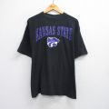 XL★古着 マジェスティック 半袖 ビンテージ Tシャツ メンズ 90年代 90s KANSAS 大きいサイズ コットン クルーネック 黒 ブラック 25aug09 中古