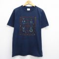 L★古着 TULTEX 半袖 ビンテージ Tシャツ メンズ 90年代 90s 壁画 コットン クルーネック 紺 ネイビー 25aug09 中古