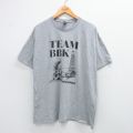 XL★古着 半袖 Tシャツ メンズ 機関車 大きいサイズ クルーネック グレー 霜降り 25aug09 中古