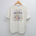 XL★古着 半袖 ビンテージ Tシャツ メンズ 90年代 90s ハードロックカフェ サンフランシスコ コットン クルーネック USA製 生成り 25aug09 中古