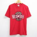 L★古着 半袖 ビンテージ Tシャツ メンズ 90年代 90s トレドマッドヘンズ コットン クルーネック 赤 レッド 25aug12 中古