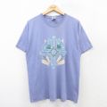 L★古着 半袖 ビンテージ Tシャツ メンズ 00年代 00s 羽 サボテン コットン クルーネック 薄紫 パープル 25aug12 中古