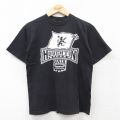 S★古着 アディダス adidas 半袖 ビンテージ Tシャツ メンズ 00年代 00s HOUGHTON サッカー ビッグロゴ コットン クルーネック 黒 ブラック 25aug12 中古