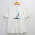 L★古着 ジャージーズ 半袖 ビンテージ Tシャツ メンズ 90年代 90s カリフォルニア ヨット 刺繍 コットン クルーネック USA製 白 ホワイト 25aug12 中古