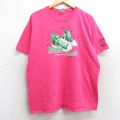 L★古着 半袖 ビンテージ Tシャツ メンズ 00年代 00s スニーカー コットン クルーネック 濃ピンク 25aug13 中古