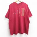 00s 半袖Tシャツ ネイティブ柄 バーガンディ XL | 古着