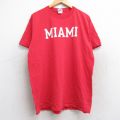 L★古着 チャンピオン champion 半袖 ビンテージ Tシャツ メンズ 00年代 00s マイアミ クルーネック 赤 レッド 25aug13 中古