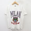 L★古着 半袖 ビンテージ Tシャツ メンズ 90年代 90s MILAN 花 コットン クルーネック USA製 白 ホワイト 25aug18 中古