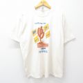 【20%OFF】XL★古着 半袖 ビンテージ Tシャツ メンズ 90年代 90s サボテン 企業広告 コットン クルーネック USA製 生成り 25aug19 中古