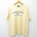 XL★古着 ノーティカ NAUTICA 半袖 ブランド Tシャツ メンズ ビッグロゴ 大きいサイズ コットン クルーネック 黄 イエロー 25aug19 中古