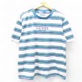 【50%OFF】XL★古着 ゲス GUESS 半袖 ビンテージ ブランド Tシャツ メンズ 00年代 00s ビッグロゴ コットン クルーネック 白他 ホワイト ボーダー 【spe】 25aug19 中古