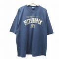 【50%OFF】XL★古着 半袖 ビンテージ Tシャツ メンズ 00年代 00s ピッツバーグ 大学 大きいサイズ ロング丈 コットン クルーネック 紺 ネイビー 25aug19 中古