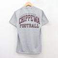 S★古着 ジャンスポーツ 半袖 ビンテージ Tシャツ メンズ 90年代 90s チペワ フットボール クルーネック USA製 グレー 霜降り 25aug20 中古