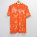 【50%OFF】XL★古着 半袖 ビンテージ Tシャツ メンズ 80年代 80s レイクオザーク 月 星 コットン クルーネック オレンジ タイダイ 25aug21 中古