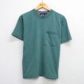 【50%OFF】M★古着 ドッカーズ 半袖 ビンテージ Tシャツ メンズ 00年代 00s ワンポイントロゴ 胸ポケット付き コットン クルーネック 緑 グリーン 25aug21 中古