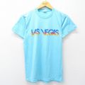 S★古着 スクリーンスターズ 半袖 ビンテージ Tシャツ メンズ 80年代 80s ラスベガス クルーネック USA製 水色 25aug21 中古