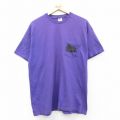 XL★古着 ヘインズ Hanes 半袖 ビンテージ Tシャツ メンズ 90年代 90s Crayons 胸ポケット付き コットン クルーネック 紫 パープル 25aug21 中古