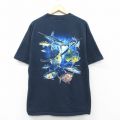 90s 半袖Tシャツ 魚 ネイビー XL | 古着