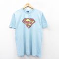 L★古着 半袖 ビンテージ Tシャツ メンズ 00年代 00s DCコミックス スーパーマン コットン クルーネック 水色 25aug22 中古