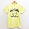 XS★古着 半袖 ビンテージ Tシャツ メンズ 80年代 80s バスケットボール クルーネック USA製 黄 イエロー 25aug23 中古