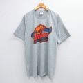 XL★古着 フルーツオブザルーム 半袖 ビンテージ Tシャツ メンズ 00年代 00s オールバニファイヤーバード ロング丈 クルーネック USA製 グレー 霜降り 25aug23 中古